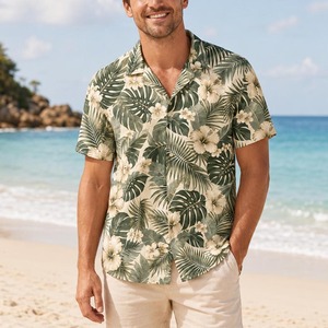 Chemises à manches courtes pour hommes, style décontracté, imprimé hawaïen, pour la plage - Product Image 1
