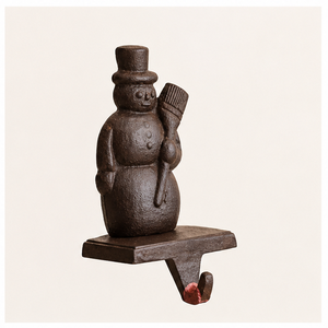 Heavy Duty Cast Iron Snowman Christmas <b>Stocking</b> <b>Holder</b> For Fireplace Mantel Rustic Bronze Finish Weighted <b>Stocking</b> Hanger - Product Image 5