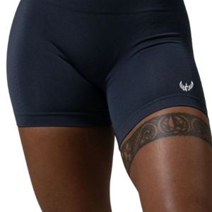 Shorts de sport sans couture taille haute bleu foncé pour femme – Compression extensible pour entraînement, fitness, yoga et confort quotidien - Product Image 6