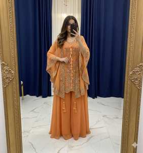 Kurta plazo เดรสปาร์ตี้เอวสูงลายดอกไม้, เดรสปาร์ตี้เอวต่ำแบบธรรมชาติสำหรับฤดูใบไม้ร่วง - Product Image 3