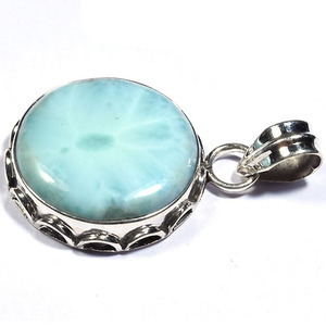 Sukhmani - Colgante Unisex de Plata de Ley 925 con Larimar Azul Marino, para Uso Diario, con Engaste en Bisel, Joyería Bohemia Tribal Wanderlust - Product Image 1
