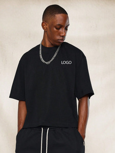 Camisetas de Hombre de Alta Calidad, Casuales, Holgadas, de Punto, de Manga Corta, Estilo Urbano, de Algodón Grueso, Cuello Redondo, de Secado Rápido - Product Image 2