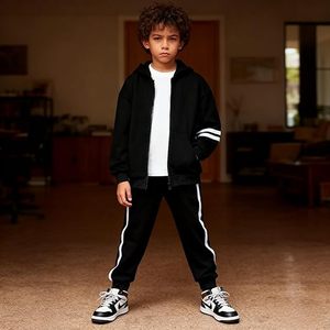 Conjunto de Sudadera con Capucha y Pantalones Deportivos para Niños y Niñas, Traje Deportivo de Algodón y Felpa para Invierno y Otoño - Product Image 2