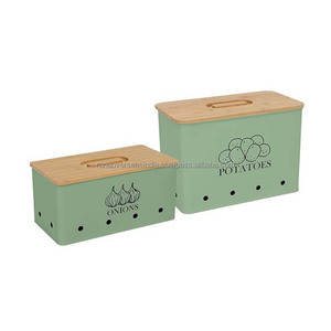 Top Rated Premium Metal and Wood Vegetable Storage Container Functional and Stylish Ideal for Onion Garlic & More at Best Rates - Product Image 5