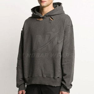 เสื้อฮู้ดดี้ผู้ชายทรงดิสเทรส ผ้าฝ้ายทนทาน สวมใส่สบาย เหมาะสำหรับทุกวัน ผลิตโดยผู้ผลิต OEM - Product Image 3