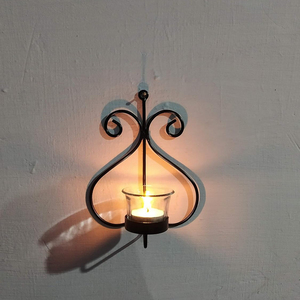Elegant Scrollwork Metal <b>Sconces</b> Feature Glass Tea <b>Light</b> Cups, Three Ornate Wall Holders Create Warm Ambiance In Any Room - Product Image 2
