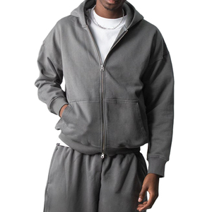 Sweat-shirt à capuche surdimensionné avec fermeture éclair Harry Johnson Production, couleur unie, en coton French Terry, décontracté, pour l'automne, avec poches - Product Image 3