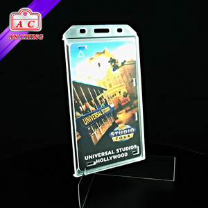 Thumb Hole Back Vertical <b>Plastic</b> ID Name Tag Badge Holder - Product Image 4