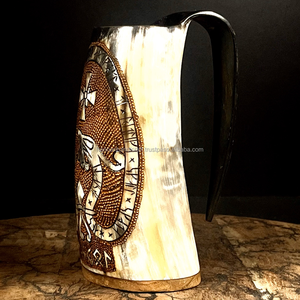 Chopes en corne de viking, authentiques récipients à boire médiévaux pour les fêtes costumées, les bars, les maisons, les soirées à thème, la décoration rustique. - Product Image 3