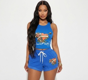 ชุดเซ็ตสองชิ้นลายสัก Y2K ปี 2026 สำหรับผู้หญิง เสื้อกล้ามลายกราฟิกสุดเท่ กางเกงขาสั้น ชุดเซ็ตสำหรับผู้หญิง - Product Image 2