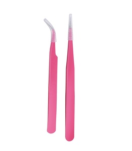 Ensemble de 4 pinces à cils avec logo personnalisé OEM, poignée diamantée, pointe en acier inoxydable - Product Image 1