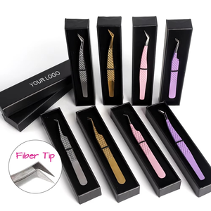 Pinzas para Pestañas con Punta de Fibra, Marca Privada, Logotipo Personalizado, Pinzas de Microfibra para Pestañas, Pinzas de Lujo para Extensiones de Pestañas - Product Image 1