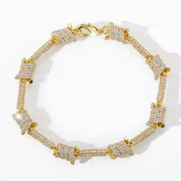 Cadena de Eslabones Cubanos con Doble Hilera de Diamantes Moissanite VS1, Chapada en Oro Blanco, Plata de Ley 925, Joyería Hip Hop