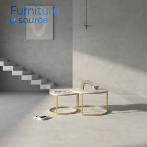 Mesa de centro de piedra Artificial de diseño moderno elegante, marco de Metal fuerte, fábrica de muebles calificados de Vietnam para configuración de sala de estar - Product Image 4