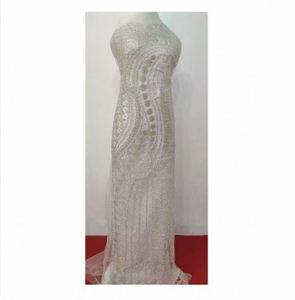 Tela Bordada Tradicional para Vestidos de Novia, Paneles Frontales Bordados con Encaje Floral, Material para Vestidos de Boutique Modernos - Product Image 3