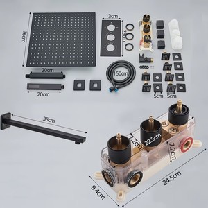 Système <span class=keywords><strong>de</strong></span> douche thermostatique noir <span class=keywords><strong>16</strong></span> pouces, mitigeur <span class=keywords><strong>de</strong></span> douche <span class=keywords><strong>de</strong></span> salle <span class=keywords><strong>de</strong></span> bain avec bec <span class=keywords><strong>de</strong></span> bain pivotant et jets <span class=keywords><strong>de</strong></span> pulvérisation corporelle SPA, vente en gros - Product Image 2