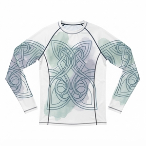 Camiseta de Manga Larga Unisex con Diseño de Nudo Celta, Impresión por Transferencia de Calor, Protección Anti-UV UPF50+, Transpirable, de Secado Rápido, Blanca - Product Image 1