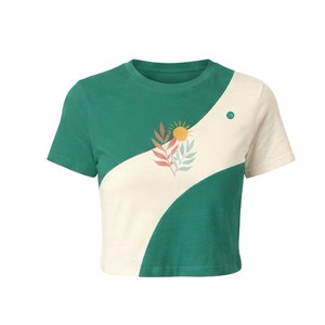 T-shirt court tendance pour femme, effet coton, manches courtes, col rond, facile à porter, vêtement décontracté simple pour l'été - Product Image 5