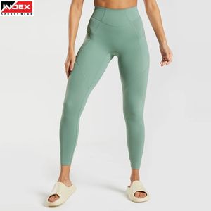 Index High Waist Full Length <b>Yoga</b> Leggings Solid Color Seamless Spandex Nylon Four-Way Stretch Women's Sport <b>Pants</b> - Product Image 1