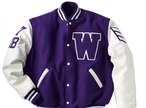 Men's Blue White Casual Varsity Jacket Regular Fit <b>Covered</b> <b>Button</b> Closure Solid Color Polyester/Cotton Wool Shell Anti-Bacterial - Product Image 4