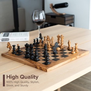 Juego de Ajedrez Decorativo de Madera Ecológica Hecho a Mano de Alta Calidad, Piezas Negras Transparentes, Embalaje Duradero, Juego Elegante - Product Image 3