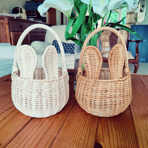 Handmade Natural Rattan Bunny <b>Easter</b> <b>Basket</b> with Handle Woven Rabbit <b>Gift</b> <b>Basket</b> for <b>Easter</b> Decor and Kids Egg Hunt - Product Image 3