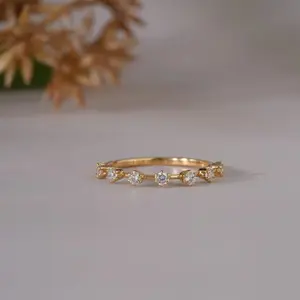 Elegante Anillo Abierto de Oro Amarillo con Diamante de Corte Redondo para Mujer, Regalo de Boda, Compromiso, Aniversario, Joyería Fina de Lujo - Product Image 2