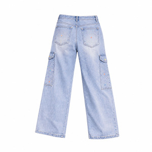 Custom High Quality Heavyweight Cotton Denim Acid Washed Rhinestone Streetwear Plus Size Double Knee Distressed <b>Jeans</b> <b>for</b> <b>Men</b> - Product Image 2