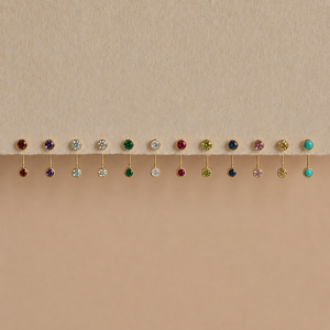 Dainty Layla <b>Stud</b> <b>Earrings</b> 18k Gold Plated Bezel Setting Birthstone Jewelry Everyday Women's Gift for Her - Product Image 1