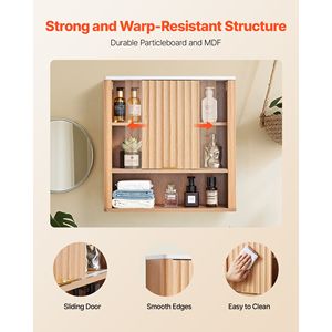 Armadietto da Bagno a Parete con Ripiani Regolabili, Salvaspazio, per WC e Medicinali, con Anta e Organizer Sospeso - Product Image 5
