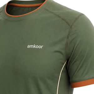 Camiseta Deportiva de Poliéster Verde Oliva para Hombre, 340G, Manga Corta, Cuello Redondo, Corte Regular, Secado Rápido - Product Image 6