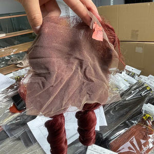 ชุดสีเบอร์กันดีสำหรับทำวิกผมพร้อมเชือกผูกผม คุณภาพผมเวียดนามแบบซุปเปอร์ดับเบิ้ลดรอน ผมหยิกเด้งดึ๋ง คุณภาพสูง ทำจากผมมนุษย์ - Product Image 5