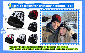 Gorro Unisex de Acrílico Estilo Y2K, Diseño Sólido con Estampado Flocado, Transpirable e Impermeable, Gorro de Esquí Tejido a Mano con Bordado de Pedrería, Casual - Product Image 4