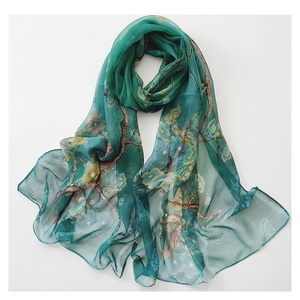 Women's Long Silk <b>Scarf</b> Floral Print Elegant Multi-Functional Fashion Accessory All Seasons - Product Image 1