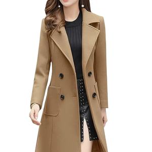 Manteau en laine mélangée à double boutonnage et col cranté élégant pour femme avec logo personnalisé, nouvelle arrivée, fabricant direct du Bangladesh - Product Image 1