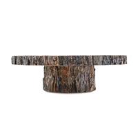 Dalle en bois faite à la main avec décoration de gâteau en écorce d'arbre Plateau surélevé en bois de manguier massif pour pâtisseries Présentoir à dessert pour la maison