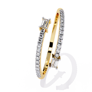 18K Solid Gold Natural Diamond Open Wrap <b>Ring</b> Round Brilliant & Baguette Diamond Cuff <b>Ring</b> <b>Adjustable</b> Fine Jewelry Wholesale - Product Image 6