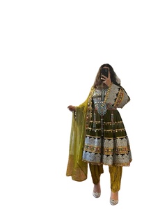 Fashionable Traditional Afghan Women's Midi Handmade Embroidery Velvet Fabric Classic Old Coin Design <b>Lace</b> Zipper Vintage A-Line - Product Image 1
