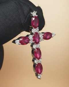 Pendentif croix en rubis, bijoux religieux élégants, pendentif en argent 925 pour hommes et femmes, pendentif charmes, pendentif foi chrétienne - Product Image 2
