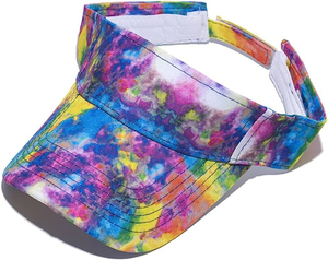 Rainbow Striped Y2K Style Visor Adjustable <b>Flat</b> Brim Unisex Sun <b>Hat</b> for Four Seasons Outdoor Activities Adults 100% Polyester - Product Image 4