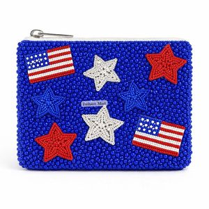 Bolsa de Monedas con Cuentas de la Bandera Patriótica de EE. UU. Hecha a Mano y Personalizada, Accesorios para el 4 de Julio para Mujer, Bolsa Pequeña con Cierre - Product Image 6