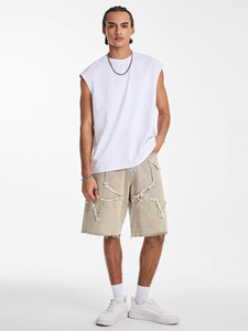 Pantalones Cortos de Mezclilla para Hombre, Cintura Alta, Estilo Casual, Color Sólido, Tela de Algodón, Diseño con Botones - Product Image 1