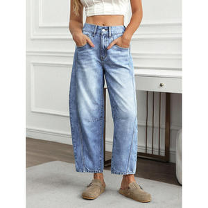 2026 Wholesale Dark Blue Ladies Jean Destroyed Skinny Denim Jeans High Waist Women Pants - Product Image 3