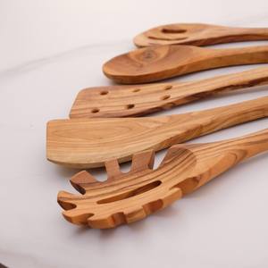 Juego de Utensilios de Cocina de Madera de Olivo de 5 Piezas, Cucharas, Espátulas y Cuchara para Espaguetis - Product Image 4
