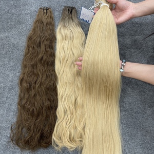 Extensions de cheveux humains Remy vietnamiens en gros, double trame cousue à la machine, double tirage, couleur foncée teinte - Product Image 4