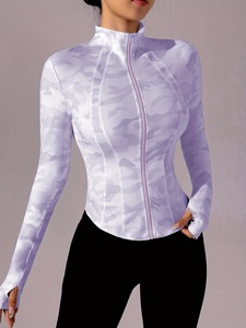 Women's Seamless Yoga <b>Jacket</b> Tops Gym Fitness <b>Workout</b> Sports Shirts Skinny Midweight Spandex/Nylon Elastic Waist Long Sleeve - Product Image 3