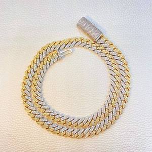 Luxury Two Tone <b>Iced</b> <b>Out</b> Cuban Link Moissanite Diamond <b>Chain</b> Necklace VVS Hip Hop Statement Jewelry Premium Unisex - Product Image 3