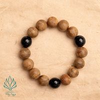 Bracelet tendance en bois d'agar naturel vietnamien, unisexe, AL-SB-0008-12, 14 perles de bois d'agar, 3 perles de corail noir, fait main, cadeau