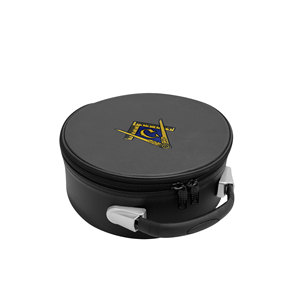กล่องใส่หมวกทรงมงกุฎลายปักสีทอง Black Square Compass & G Machine พร้อมซิปปิด ผลิตจากหนังเทียมน้ำหนักเบา - Product Image 1