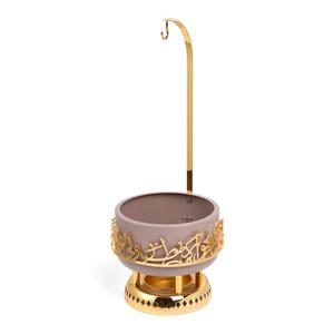 Calentador de Comida con Caligrafía Árabe Estética, Tapa Colgante, Base de Metal Dorada, Plato para Buffet, Elegante Tazón para Servir en Ramadán y Eid - Product Image 3